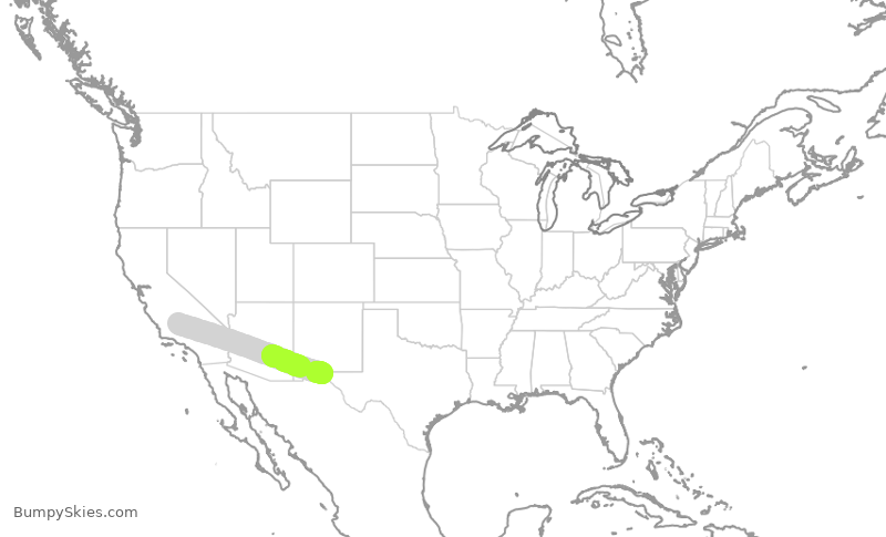 Turbulence forecast map for AWI7319, BFL to ELP