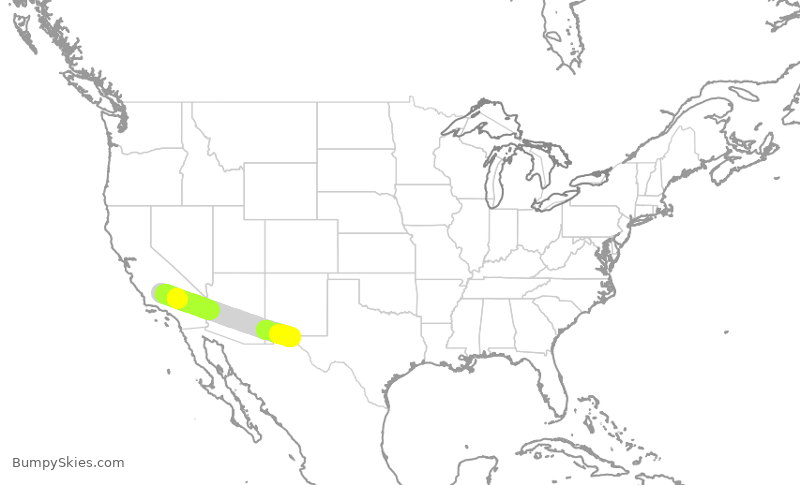Turbulence forecast map for AWI7398, BFL to ELP
