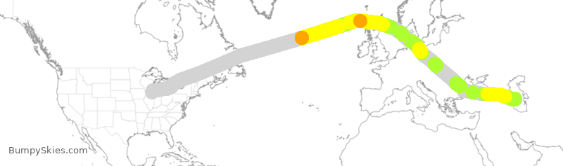 Turbulence forecast map for AZG4882, ORD to BBB