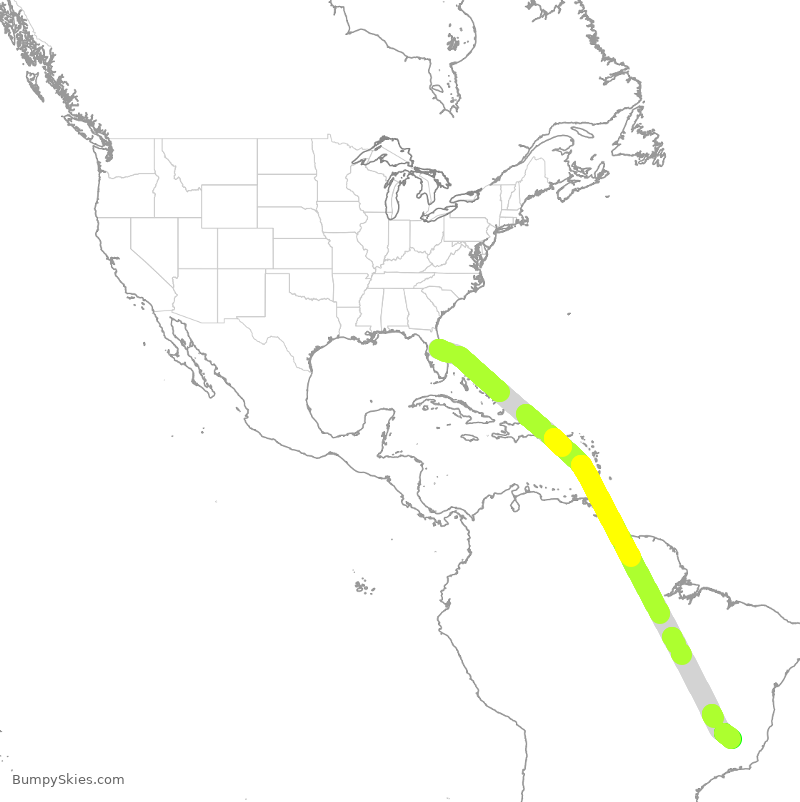 Turbulence forecast map for AZU8731, MCO to BCF
