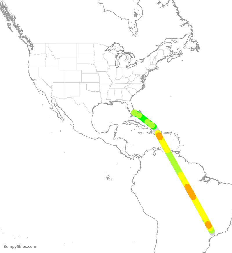Turbulence forecast map for AZU9704, VCP to FLL
