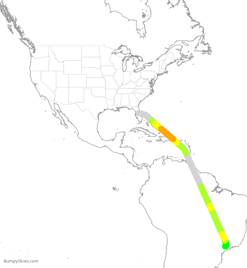 Turbulence forecast map for AZU9731, MCO to VCP