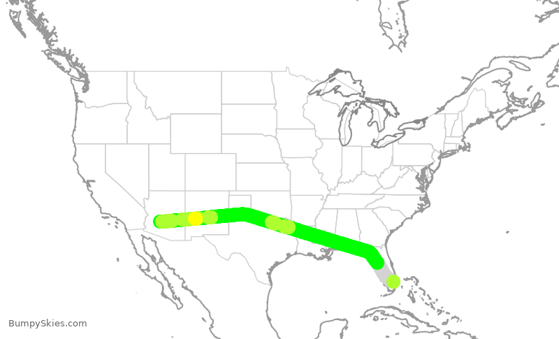 Turbulence forecast map for AZU9840, FLL to GYR