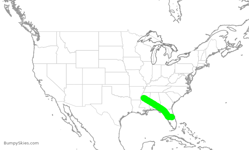Turbulence forecast map for AZU9840, MCO to GWO