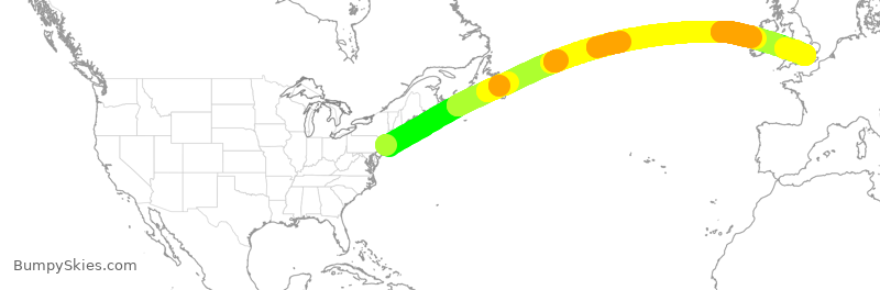 Turbulence forecast map for BAW11, JFK to LHR