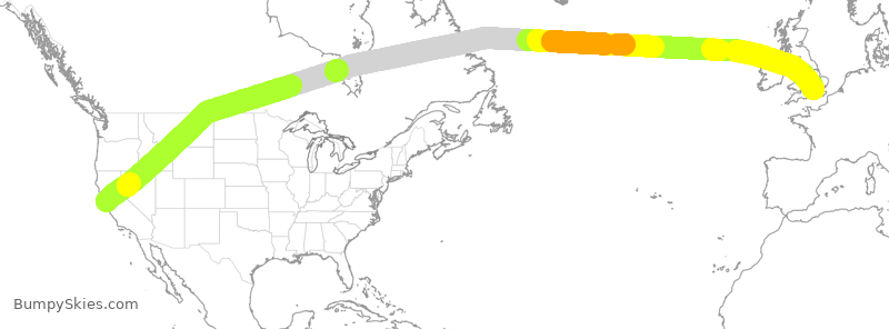 Turbulence forecast map for BAW1284, SFO to GLL