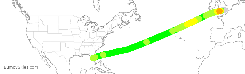 Turbulence forecast map for BAW12, LGW to TPA
