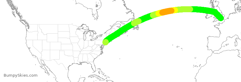 Turbulence forecast map for BAW14, JFK to LHR