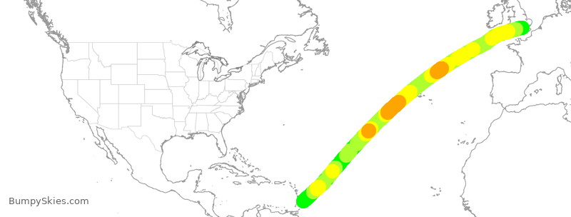 Turbulence forecast map for BAW155, LHR to BGI
