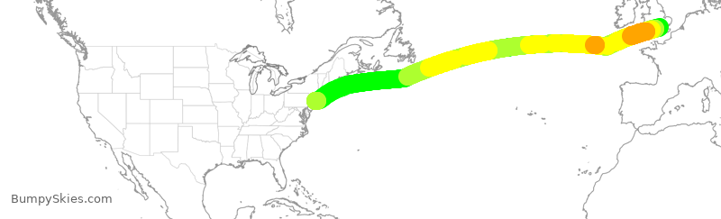 Turbulence forecast map for BAW15, LHR to JFK