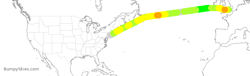 Turbulence forecast map for BAW172, JFK to GLL