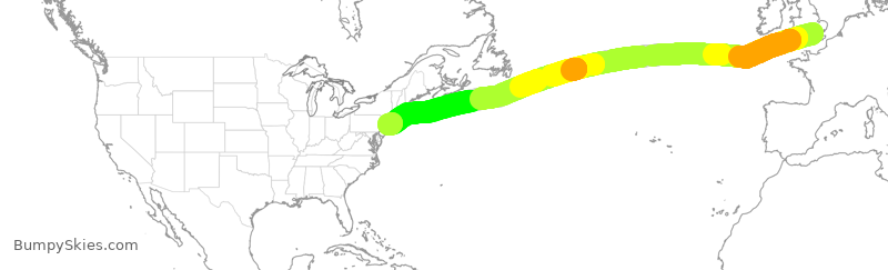 Turbulence forecast map for BAW173, LHR to JFK