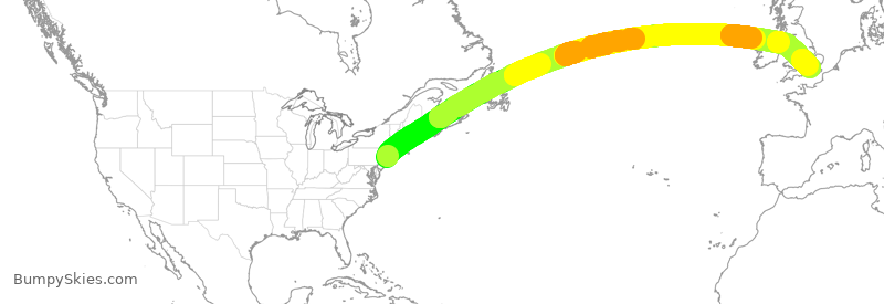Turbulence forecast map for BAW176, JFK to LHR