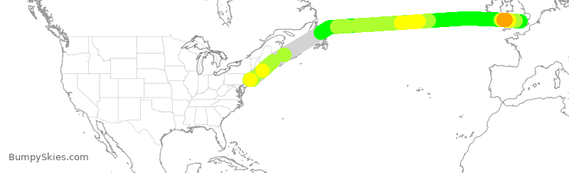 Turbulence forecast map for BAW178, JFK to GLL