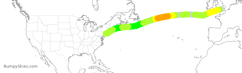 Turbulence forecast map for BAW17, LHR to JFK