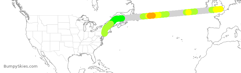 Turbulence forecast map for BAW185, LHR to EWR