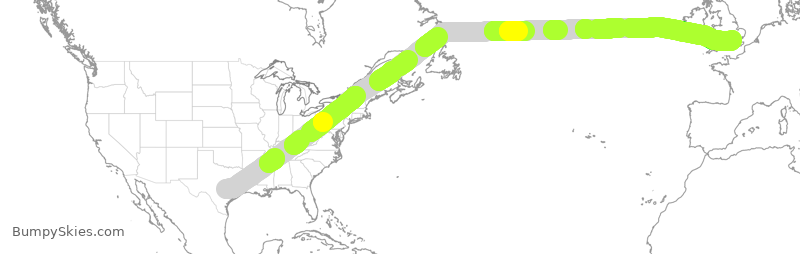 Turbulence forecast map for BAW186, AUS to GLL