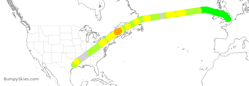Turbulence forecast map for BAW196, IAH to LHR
