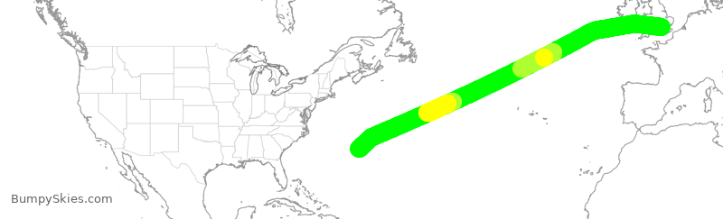 Turbulence forecast map for BAW19, LHR to BDA