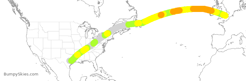 Turbulence forecast map for BAW19, AUS to LHR