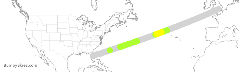 Turbulence forecast map for BAW205, LHR to MCO