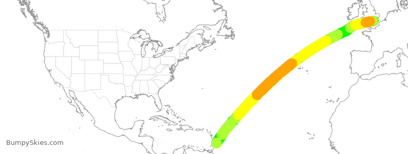 Turbulence forecast map for BAW2153, LGW to BGI