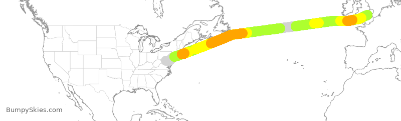 Turbulence forecast map for BAW216, IAD to GLL