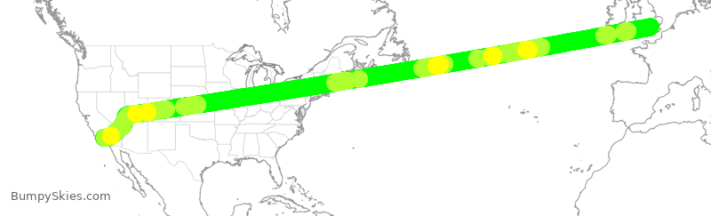 Turbulence forecast map for BAW21, LHR to LAX