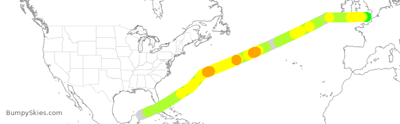 Turbulence forecast map for BAW2202, MUN to GKK