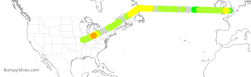 Turbulence forecast map for BAW220, STL to GLL