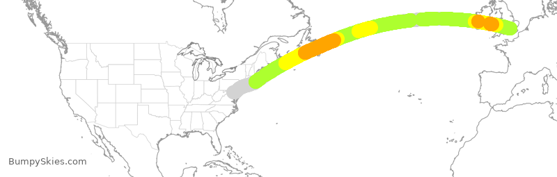 Turbulence forecast map for BAW228, BWI to LHR