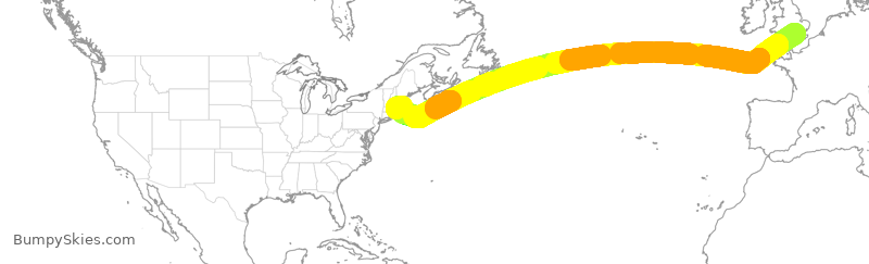 Turbulence forecast map for BAW239, LHR to BOS