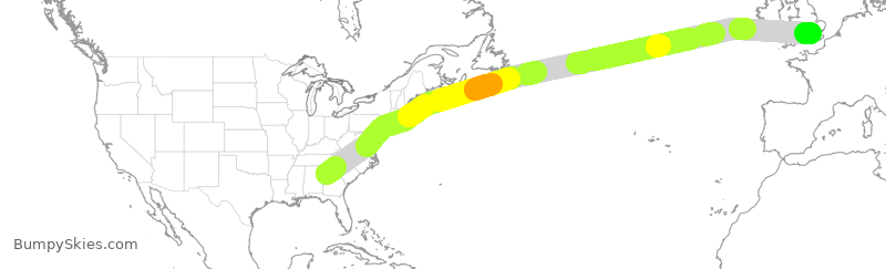 Turbulence forecast map for BAW23, ATL to LHR
