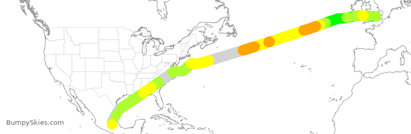 Turbulence forecast map for BAW242, MEX to LHR