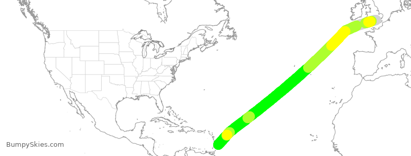 Turbulence forecast map for BAW255, LHR to BGI