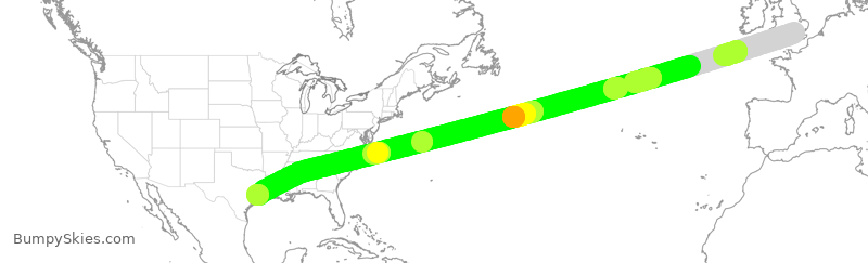 Turbulence forecast map for BAW26, LHR to IAH