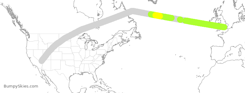 Turbulence forecast map for BAW270, LAS to GLL