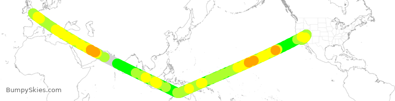Turbulence forecast map for BAW283, GLL to LAX