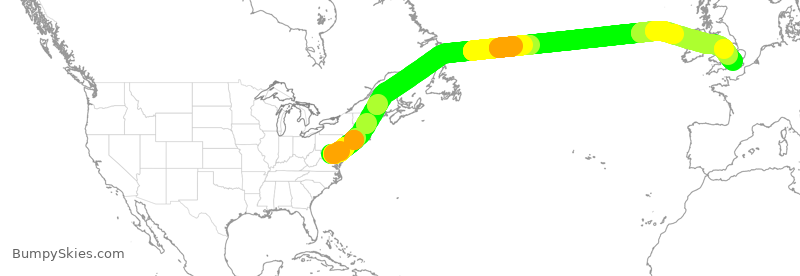 Turbulence forecast map for BAW290, IAD to LHR