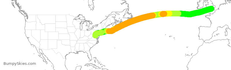 Turbulence forecast map for BAW291, LHR to IAD