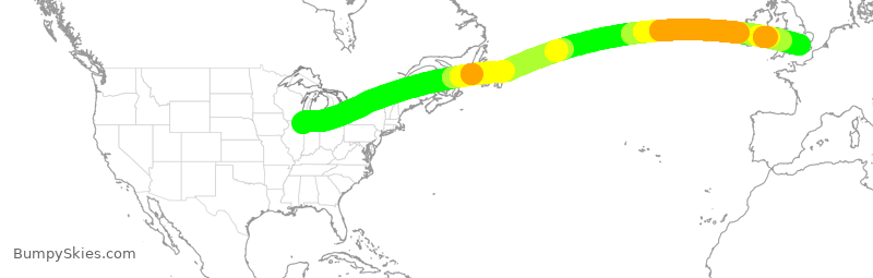 Turbulence forecast map for BAW298, ORD to LHR