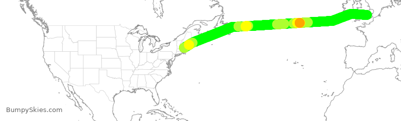 Turbulence forecast map for BAW29, BOS to LHR