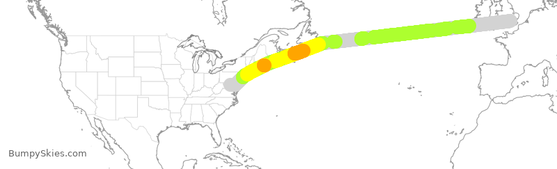 Turbulence forecast map for BAW29, IAD to LHR