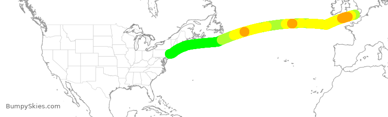 Turbulence forecast map for BAW33, LHR to JFK