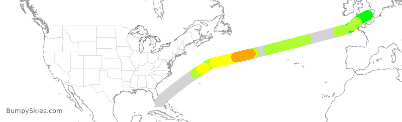 Turbulence forecast map for BAW34, MIA to LHR