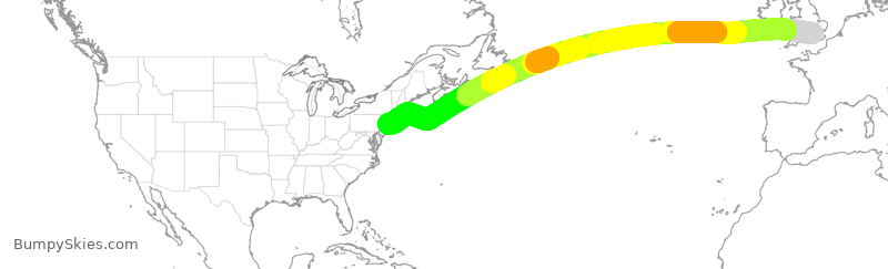 Turbulence forecast map for BAW37, LHR to JFK