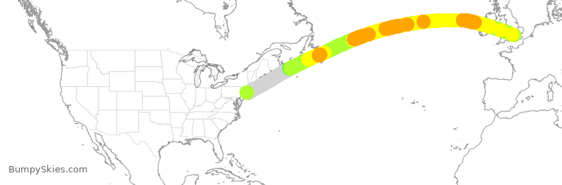 Turbulence forecast map for BAW40, JFK to LHR