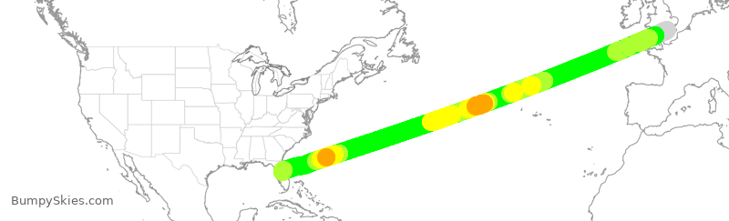 Turbulence forecast map for BAW43, LGW to MCO