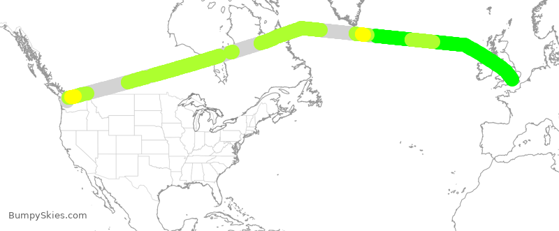 Turbulence forecast map for BAW48, SEA to LHR