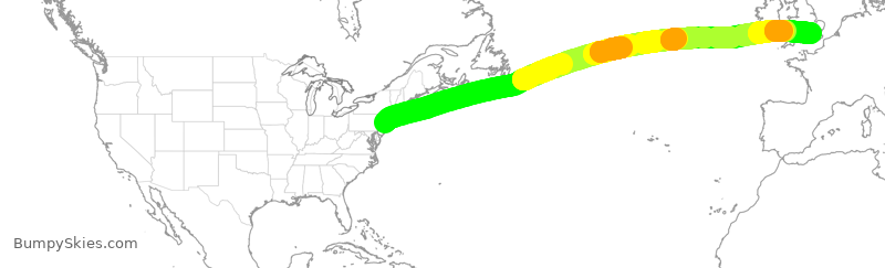 Turbulence forecast map for BAW49, EWR to LHR